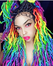 Load image into Gallery viewer, Kriss Kross Rainbow Locs 7 color Ombre lace wig ( PROFESSIONALLY HAND DYED )