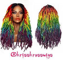 Load image into Gallery viewer, Kriss Kross Rainbow Locs 7 color Ombre lace wig ( PROFESSIONALLY HAND DYED )