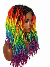 Load image into Gallery viewer, Kriss Kross Rainbow Locs 7 color Ombre lace wig ( PROFESSIONALLY HAND DYED )