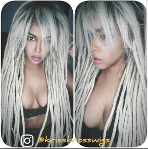 KrissKross "FULL LACE"  Natural Dreadloc Wig  ( Human Hair Front Bangs )